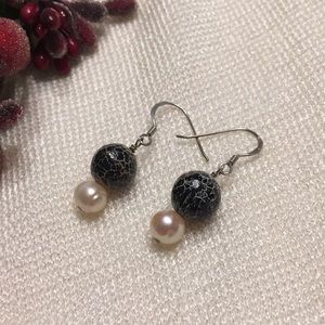 🍀Natural beads earrings with SS hooks.✨